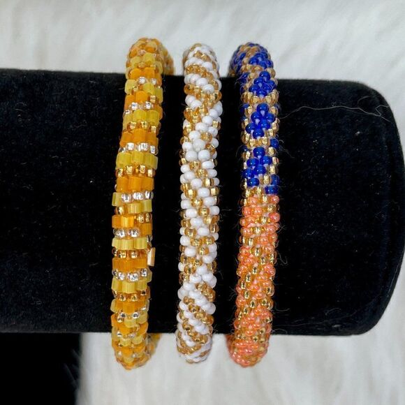 HAND CRAFTED in Nepal Beaded Bracelets (set of 3) #316 - Picture 5 of 6